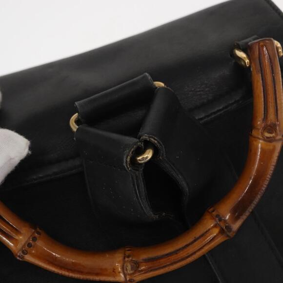 GUCCI Bamboo Backpack Leather Black Gold 003 2058 0016 Auth  display picture 3